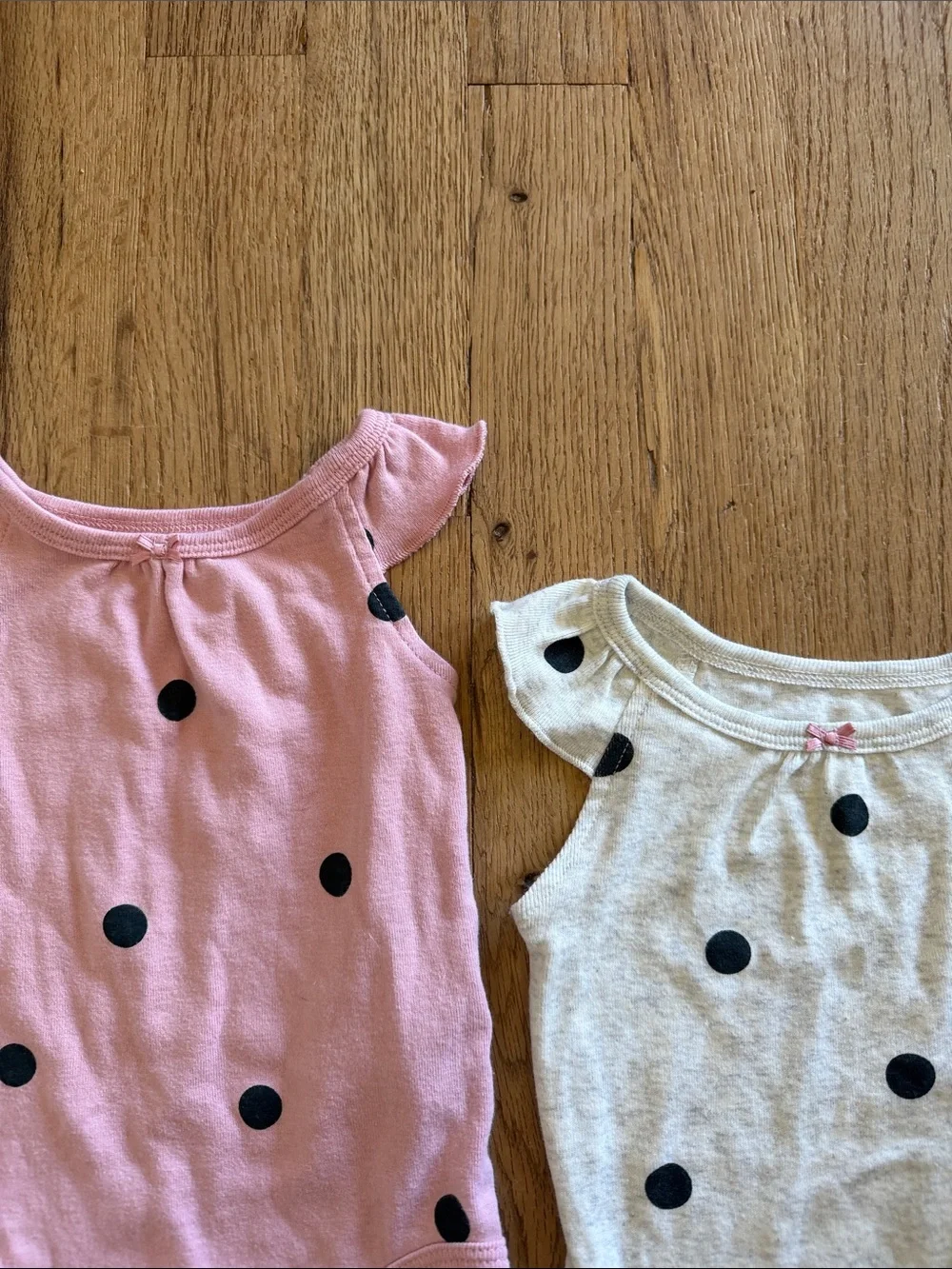 Simple Joys Polka Dot Flutter Sleeve One-Piece Bodysuit Pink & Gray Summer Lot
